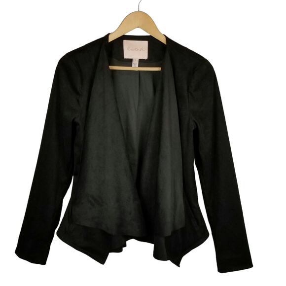 Hutch Anthropologie Black Faux Suede Drape Open Front Jacket Size S Small - Picture 1 of 7